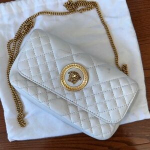 Versace White Quilted Chain Bag